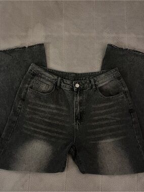 High-Rise Black Washed Women's Jeans Shorts